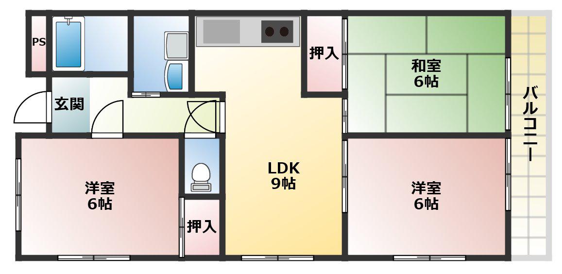 テイズメゾン(3LDK/2階)の間取り写真