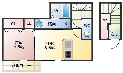 モモワンハウス(1LDK/2階)の間取り写真