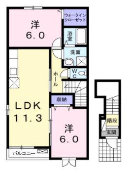 メゾン・ド・ミキPARTⅤ(2LDK/2階)の間取り写真