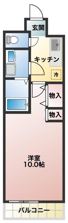 メゾンー18(1K/3階)の間取り写真