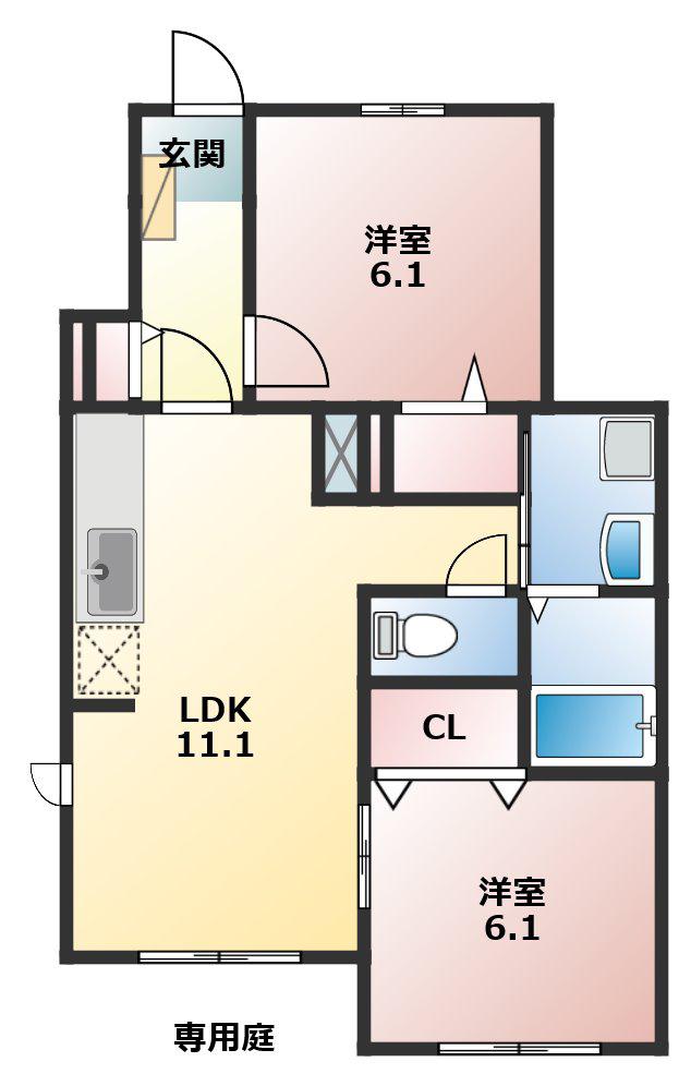 メゾン-15(2LDK/1階)の間取り写真