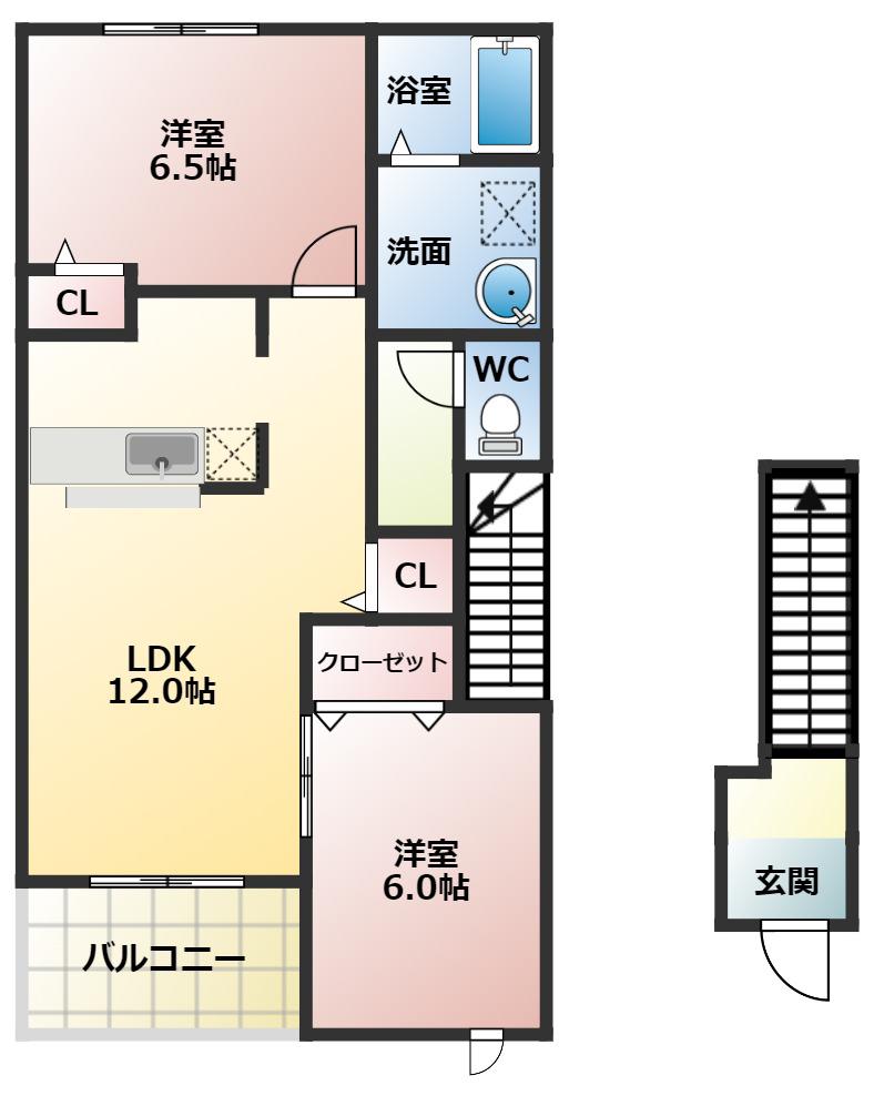 エスペランサ(2LDK/2階)の間取り写真