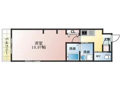 エヌエムスワサントドゥーズサウス(1K/2階)の間取り写真