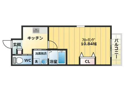 エヌエムスワサントドゥーズサウス(1K/2階)の間取り写真
