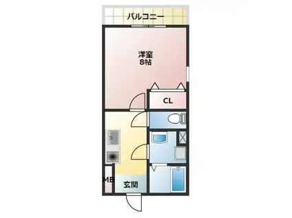 EXハイツ東新町(1K/2階)の間取り写真