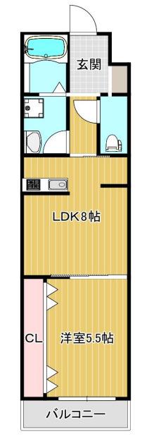 ノイヴェル新堂(1LDK/1階)の間取り写真