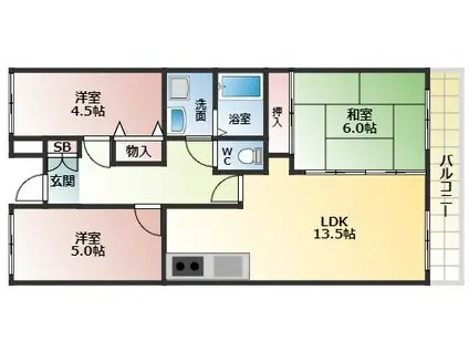 クレール・シャルム(3LDK/1階)の間取り写真