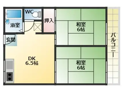 中野ハイツ(2DK/2階)の間取り写真