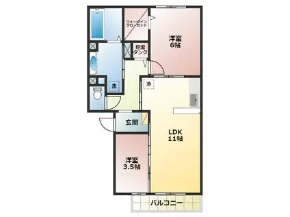 エクレール天美我堂(2LDK/2階)の間取り写真