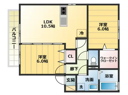 リッツハウス 壱番館(2LDK/1階)の間取り写真
