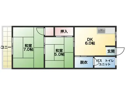 ロイヤルハイツ(2DK/4階)の間取り写真