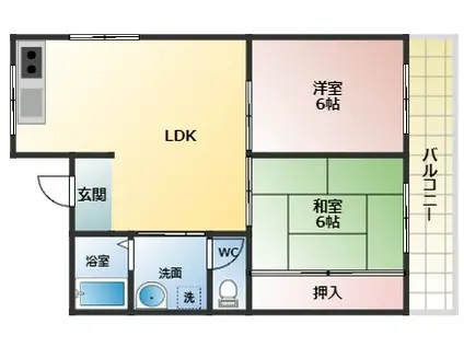ハイツ松本(2LDK/2階)の間取り写真