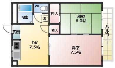 芝池マンション(2DK/2階)の間取り写真