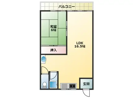 福田コーポ(1LDK/1階)の間取り写真