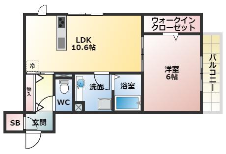 近鉄南大阪線 恵我ノ荘駅 徒歩5分 3階建 築6年(1LDK/1階)の間取り写真