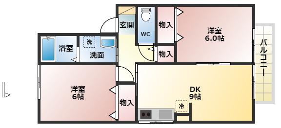 シャルマンコートA棟(2LDK/2階)の間取り写真