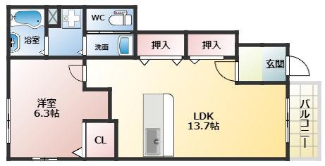 ベル アミティエ(1LDK/1階)の間取り写真