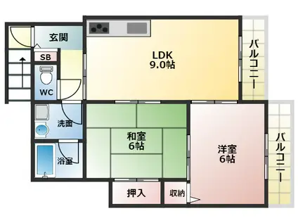 ロイヤルコート1番館(2LDK/1階)の間取り写真