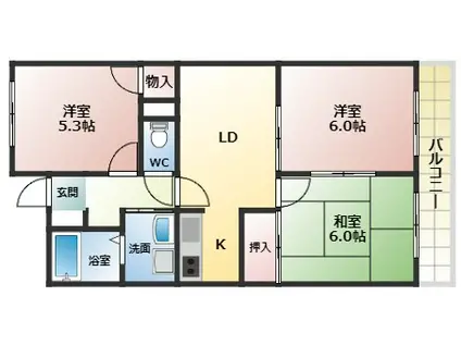 グリーンヒルズ(3LDK/1階)の間取り写真
