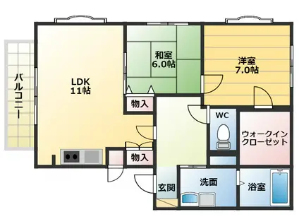 グランデ・グローヴ(2LDK/2階)の間取り写真