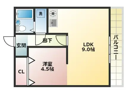 リバティヒルズ(1LDK/3階)の間取り写真