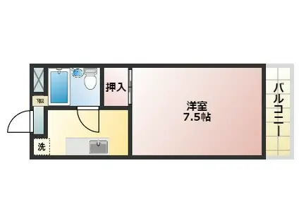 千幸ハイツ(1K/2階)の間取り写真