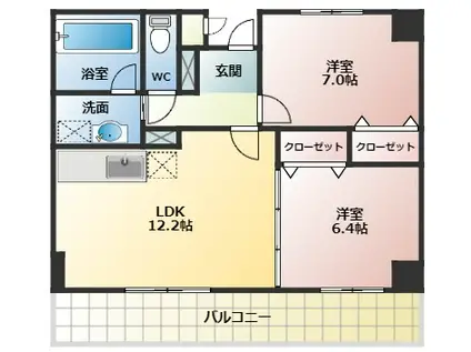 サンシャインヒル(2LDK/1階)の間取り写真