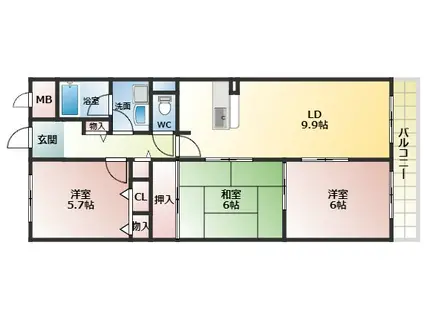 メゾンファミイユ(3LDK/1階)の間取り写真