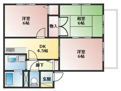 DIASたかわし(3DK/1階)の間取り写真