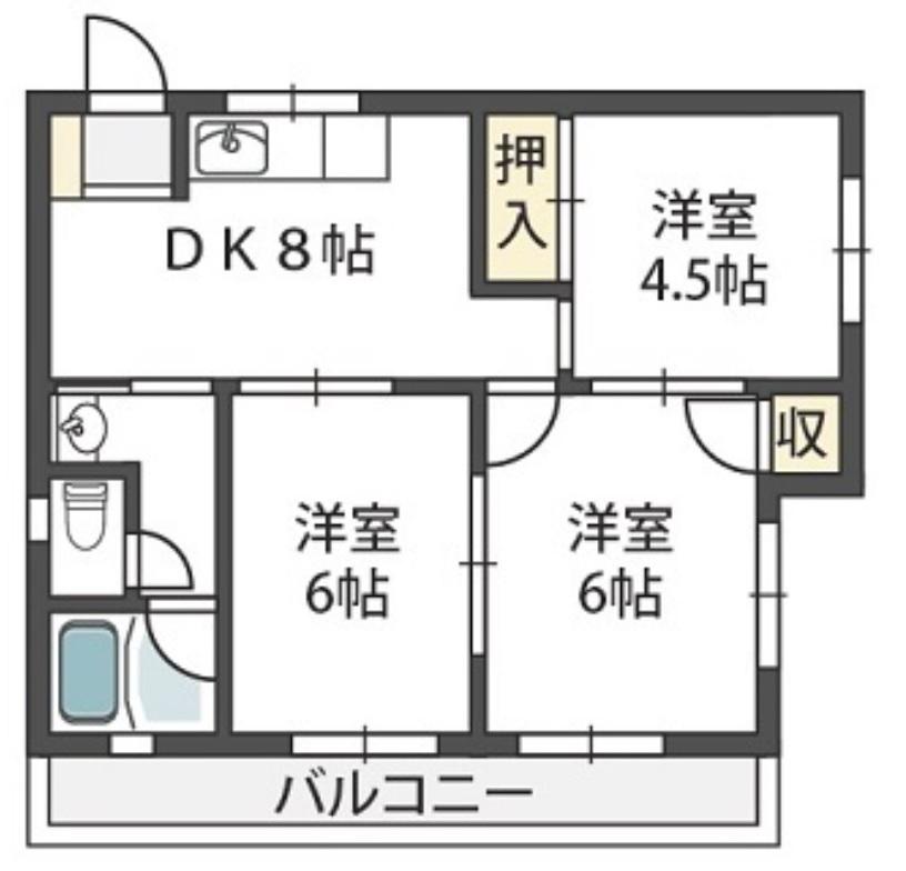 STEADY羽曳野(3DK/2階)の間取り写真