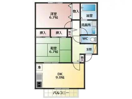 ソフィアドミール(2LDK/2階)の間取り写真