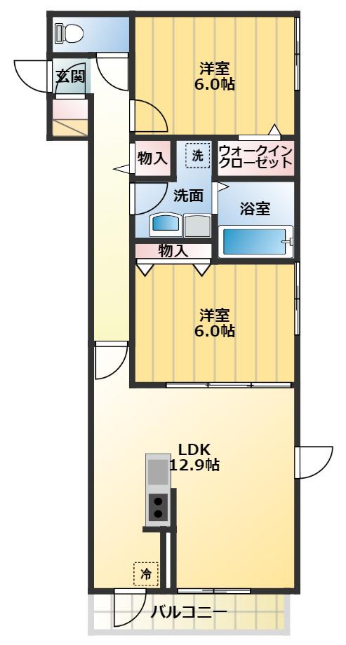 アドラブール(2LDK/1階)の間取り写真