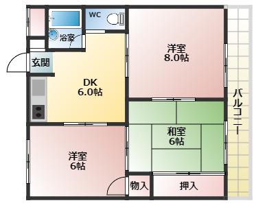 アイディル島泉(3DK/3階)の間取り写真