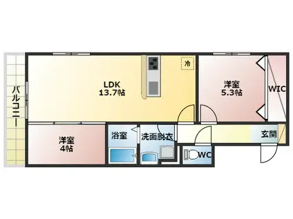 エスポワール古市(2LDK/3階)の間取り写真