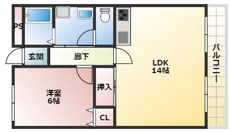グランパティオ軽里(2LDK/3階)の間取り写真