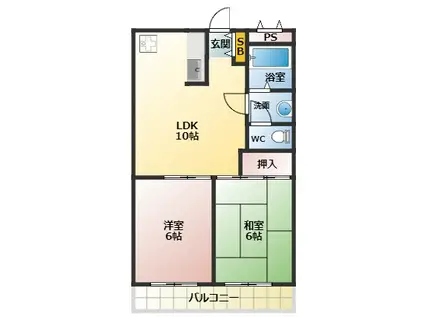 リバティーハイツ(2LDK/3階)の間取り写真