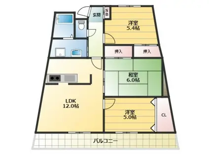 エスポアール岩根(3LDK/1階)の間取り写真