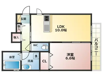 セジュールシャトレー C棟(1LDK/1階)の間取り写真