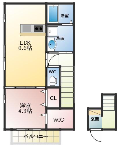 フィカーサ青山(1LDK/2階)の間取り写真