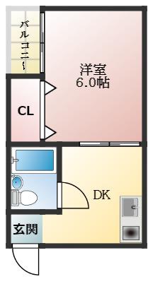 メゾンドルチェⅠ(1DK/2階)の間取り写真