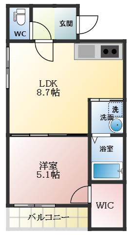 フジパレスルポ(1LDK/1階)の間取り写真