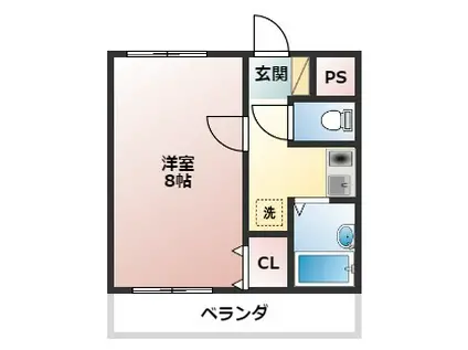 トレイズⅡ(1K/4階)の間取り写真