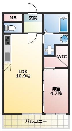 ステラウッド大県(1LDK/3階)の間取り写真