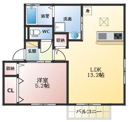 アマービレ恵美坂(1LDK/1階)の間取り写真