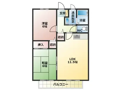 オレンジハイツA棟(2LDK/2階)の間取り写真