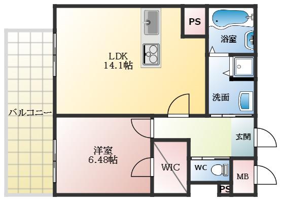 ヴェヌスタ藤井寺(1LDK/8階)の間取り写真