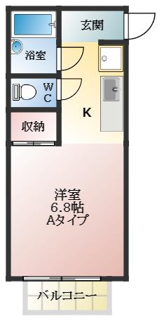 メゾンエスポワール(ワンルーム/2階)の間取り写真