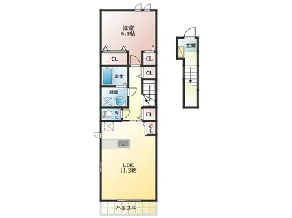 メゾンイースト(1LDK/2階)の間取り写真