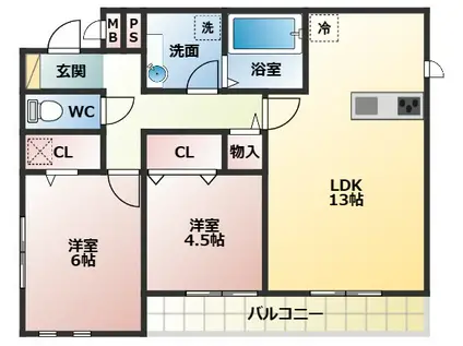 ドエル エミネンス(2LDK/2階)の間取り写真