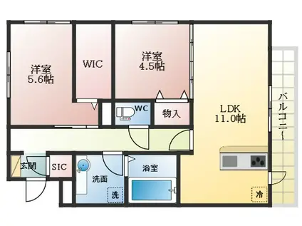 BLANC CLOCHE(1LDK/1階)の間取り写真